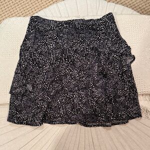 Japna Black & White Dotted Ruffle Skirt